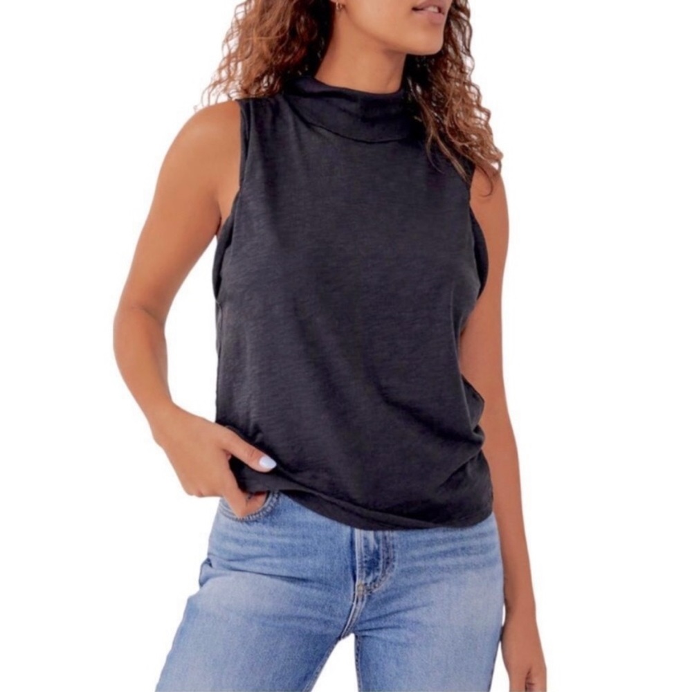 NWT FP Xenia Black Sleeveless Mock Neck